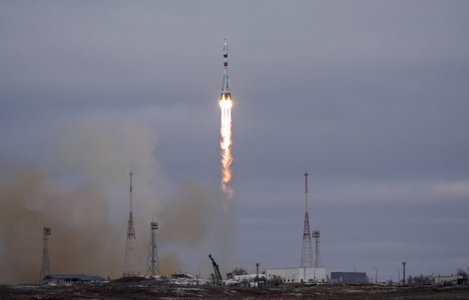 Soyuz-2.1a launch vehicle being deployed