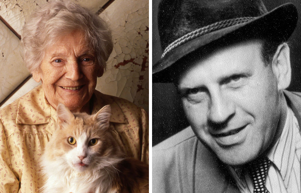 Portrait of Emilie Schindler with a cat + Portrait of Oskar Schindler