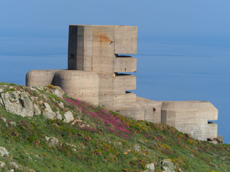 View of an observation tower along the side of a cliff