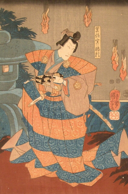 Woodblock print of Takeda Katsuyori from Japan's Edo period. 