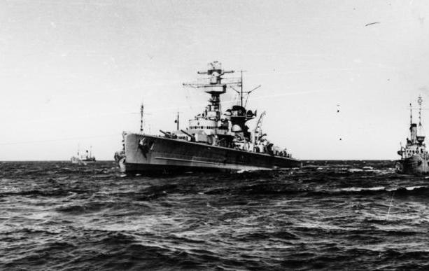 KMS Lützow at sea with another ship