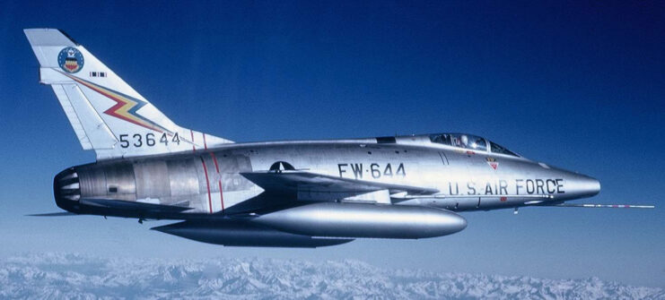 North American F-100 Super Sabre in flight. 