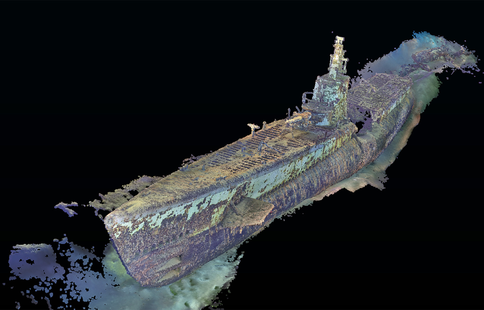 Photogrammetry model of the USS Harder (SS-257) on the seafloor