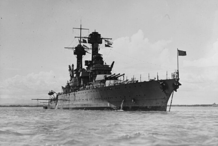 USS Tennessee (BB-43) leaving port