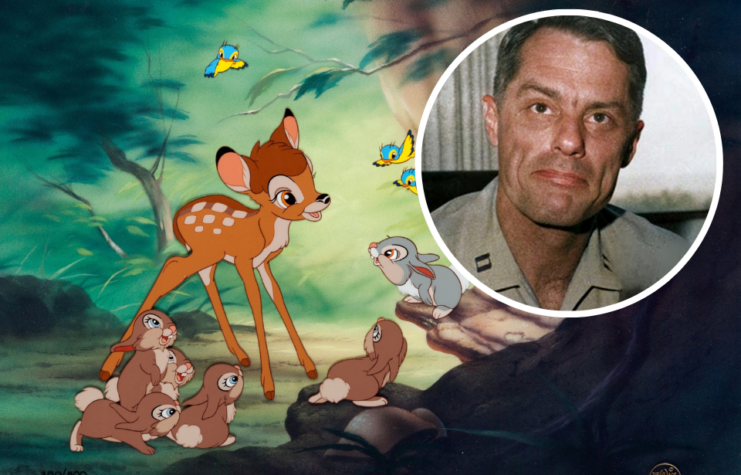 Still from 'Bambi' + Donnie Dunagan wearing his US Marine Corps uniform