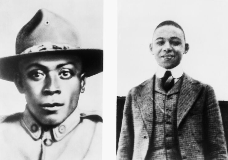 Composite image of Henry Johnson and Needham Roberts wearing the French war cross.