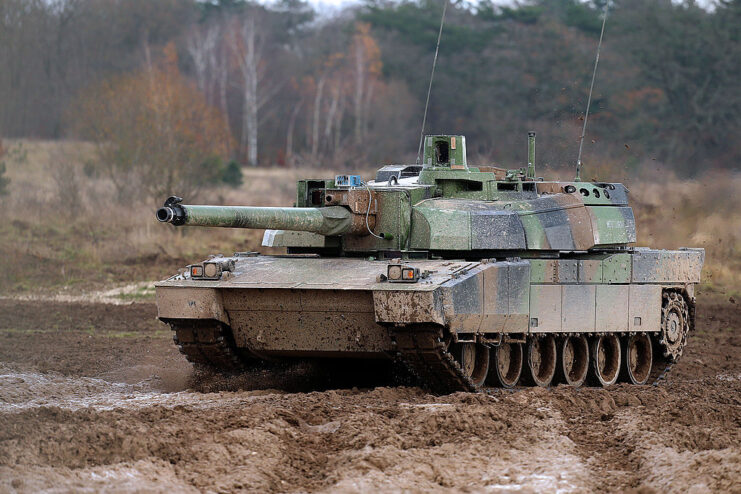 Leclerc main battle tank (MBT) parked on a dirt road