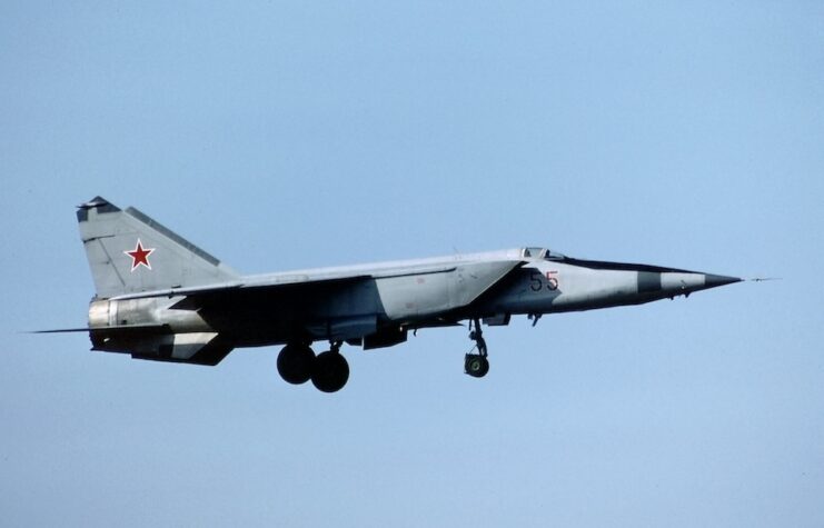 Side view of MiG-25 in flight.