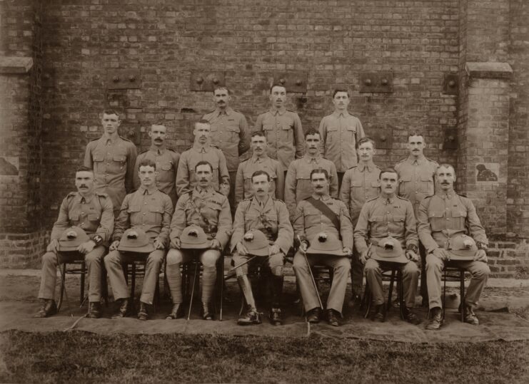 Portrait of The Regimental Police of the 1st Royal Munster Fusiliers, Rangoon, Burma.