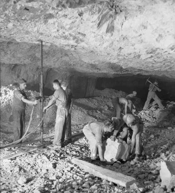 Royal Engineers digging a tunnel beneath the Rock of Gibraltar