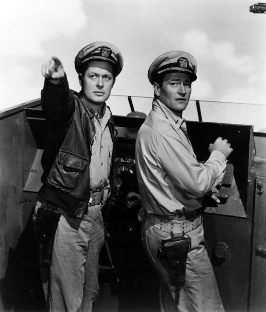 Robert Montgomery and John Wayne as Lt. John Brickley and LTJR. "Rusty" Ryan in 'They Were Expendable'