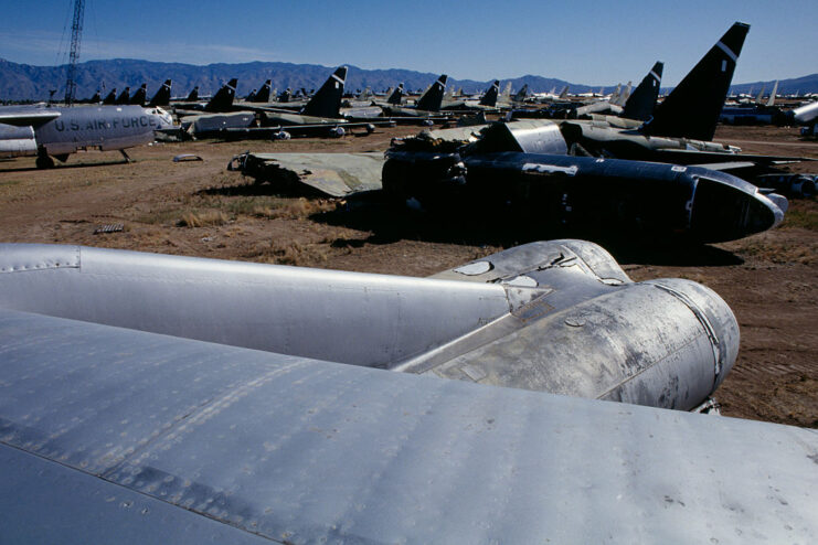 Remains of Boeing B-52 Stratofortresses strewn across the Arizona desert