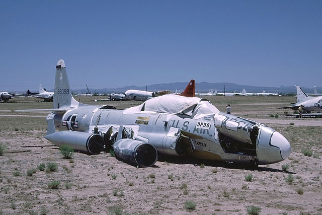 Remains of a Lockheed T-33 in the Arizona desert