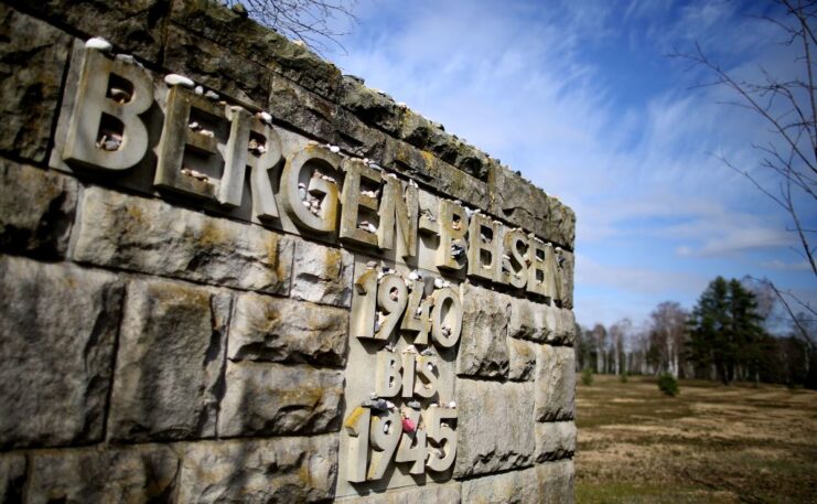 Entrance to Bergen-Belsen on a semi-cloudy day