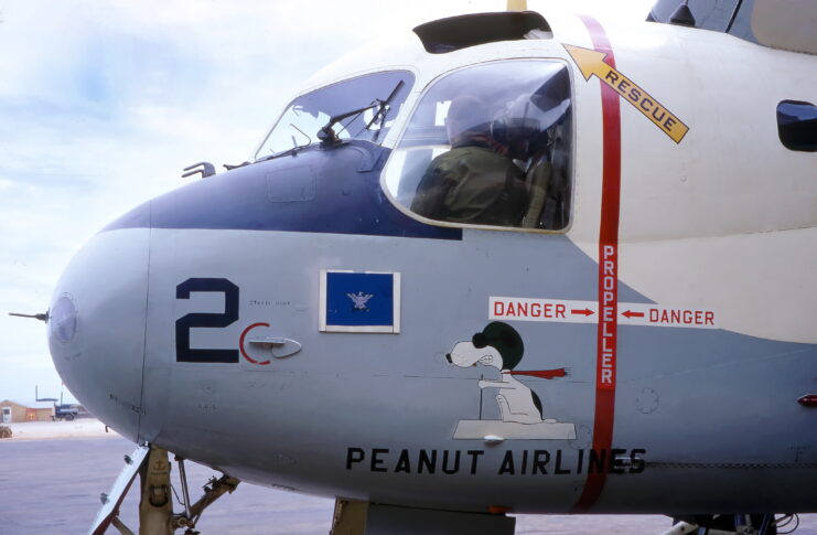 Snoopy nose art on a Navy Grumman C-1 Trader.