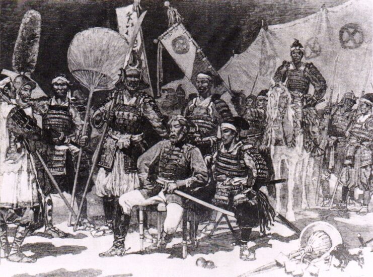 Drawing of Saigō Takamori and his officers standing together