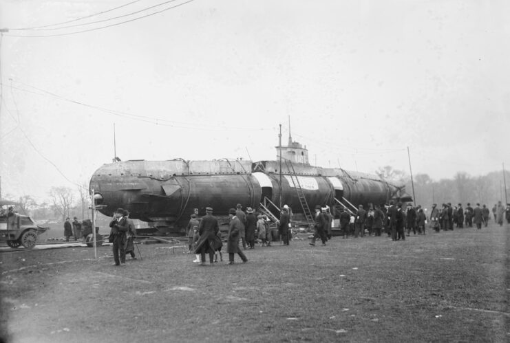 A German U-Boat on display in New York. 