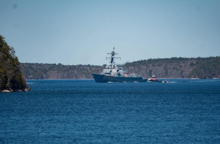 USS John Basilone (DDG-122) transiting through the Kennebec River