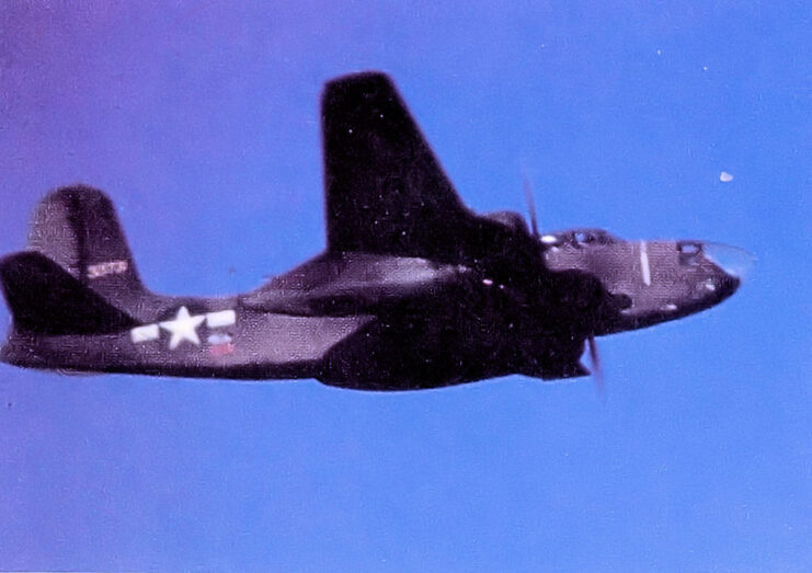 Douglas A-20J-15-DO Havoc (F-3A) in flight. 