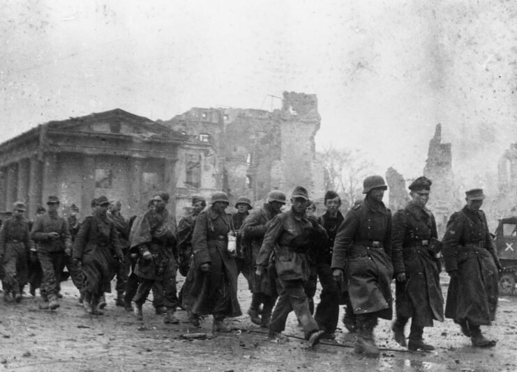 German prisoners of war (POWs) walking in Berlin, Germany