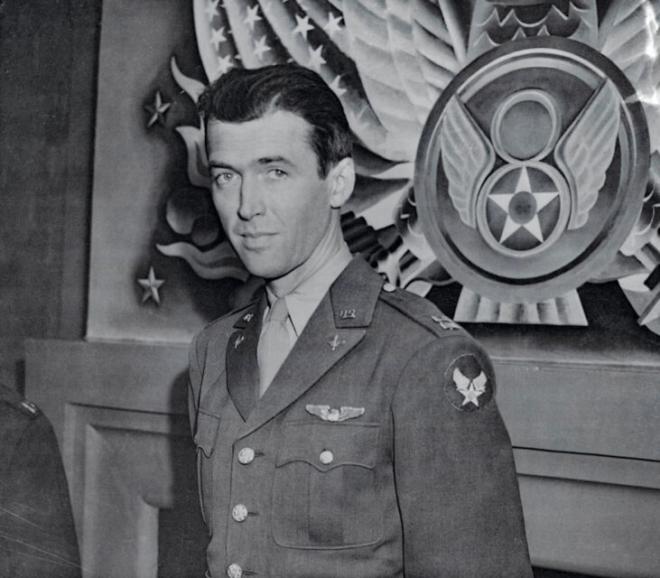 James "Jimmy" Stewart standing in his US Army Air Forces (USAAF) uniform