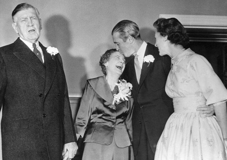 James "Jimmy" Stewart standing with his father, Alex Stewart; mother-in-law, JJ Stothart; and wife, Gloria Stewart