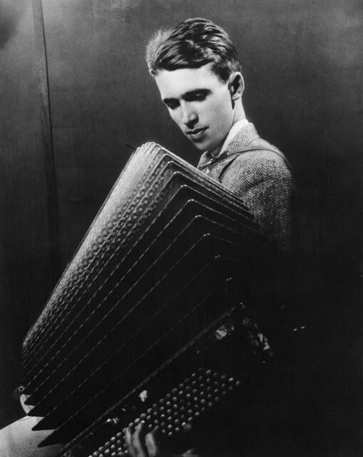 James "Jimmy" Stewart playing the accordion