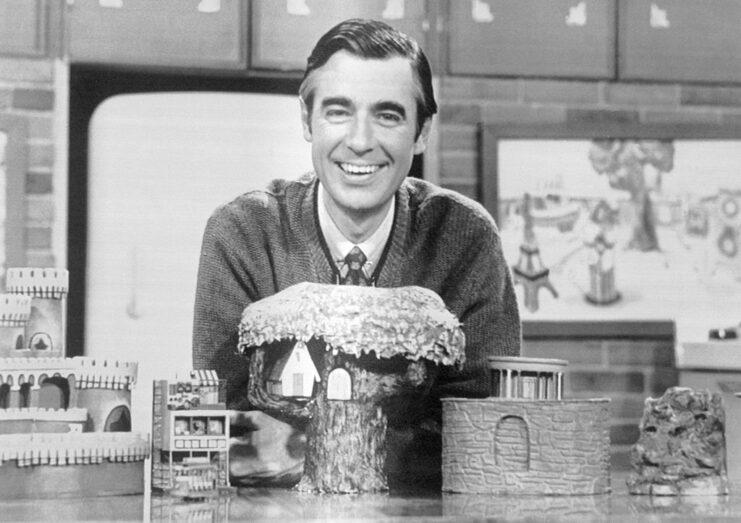 Fred Rogers on the set of 'Mister Rogers' Neighborhood'