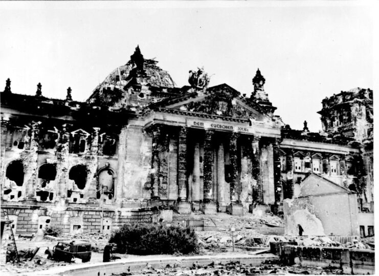 Damaged exterior of the Reichstag