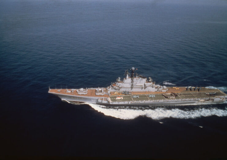 Soviet aircraft carrier Minsk at sea