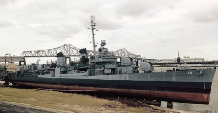 USS Kidd (DD-61) moored in the Mississippi River