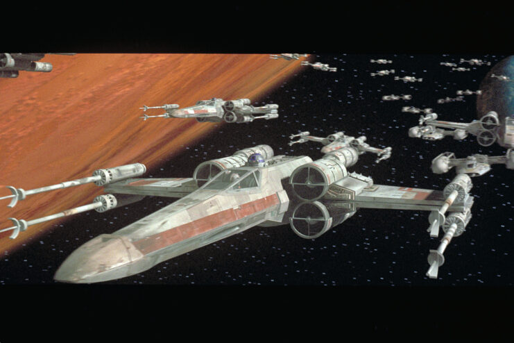 'Star Wars: Episode IV - A New Hope' publicity still of an X wing. 