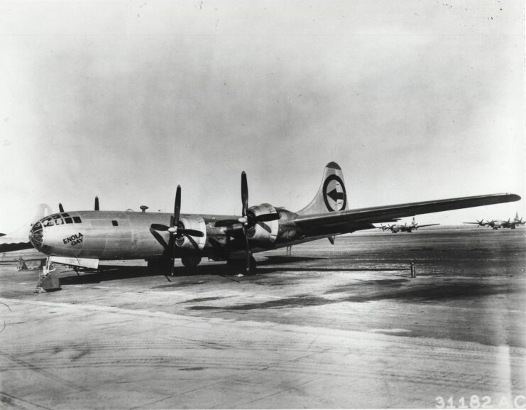 Boeing B-29 Superfortress 'Enola Gay' parked on the tarmac