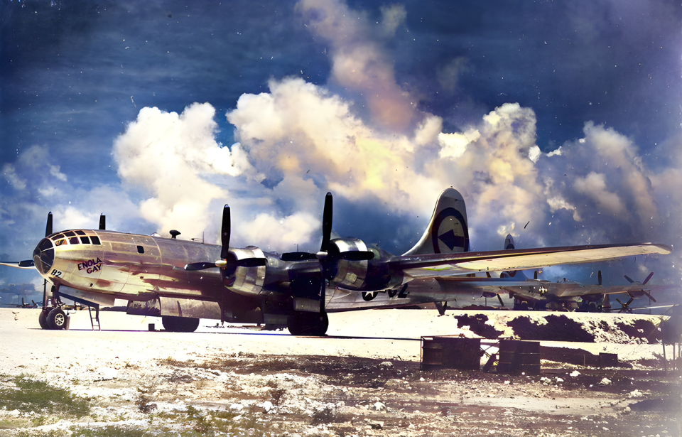 Boeing B-29 Superfortress 'Enola Gay' parked on the tarmac