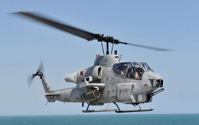 Bell AH-1W SuperCobra taking off at sea