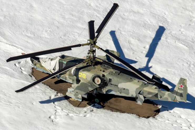 Kamov Ka-50 "Black Shark" parked in the snow