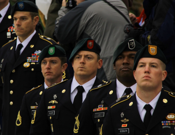 Members of the US Army Special Forces standing in uniform