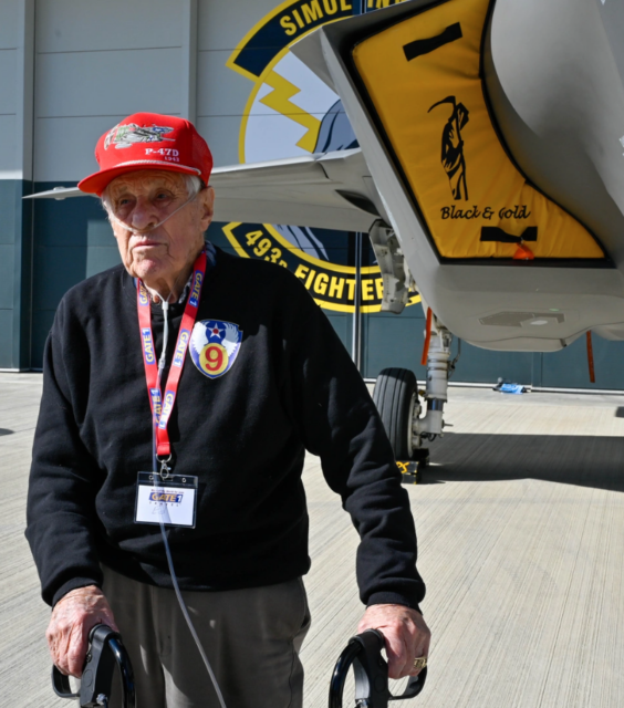 Ed Cottrell standing next to a Lockheed Martin F-35A Lightning II