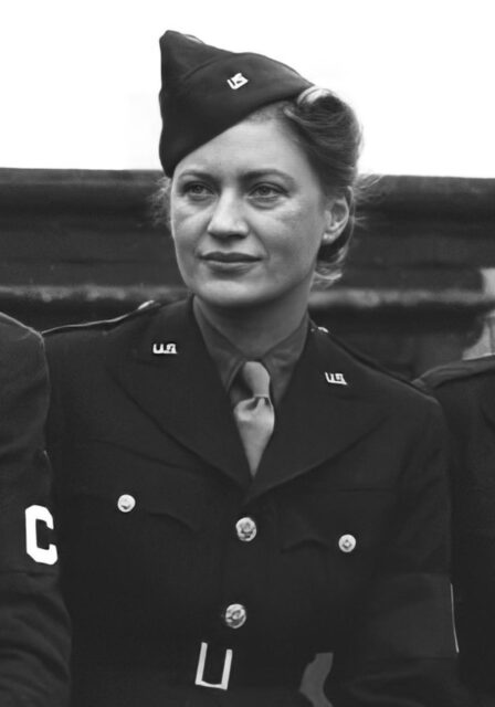 Elizabeth "Lee" Miller sitting in uniform