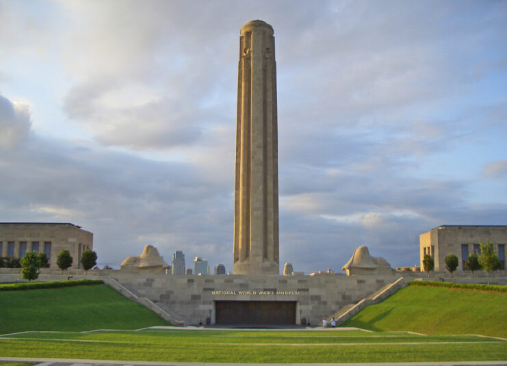 View of the Liberty Memorial on a cloudy day