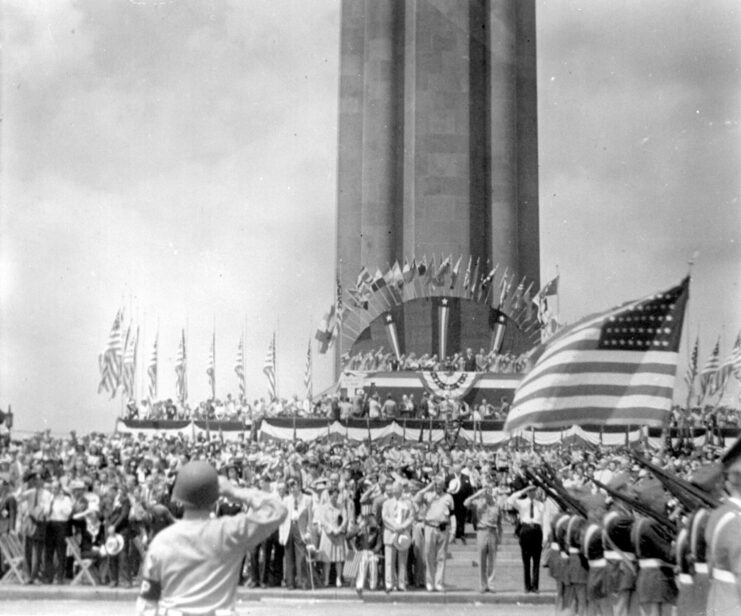 Attendees at the Liberty Memorial in Kansas City, Missouri