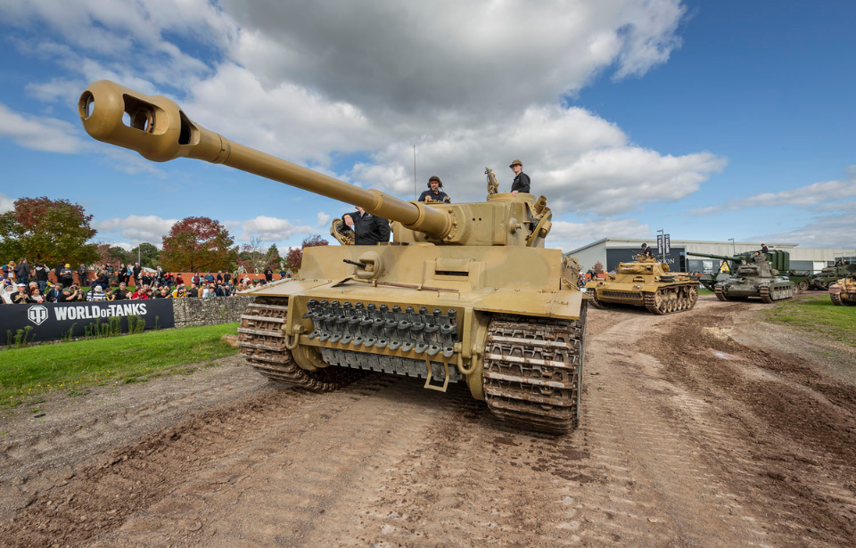 Tiger 131 driving around an outdoor arena