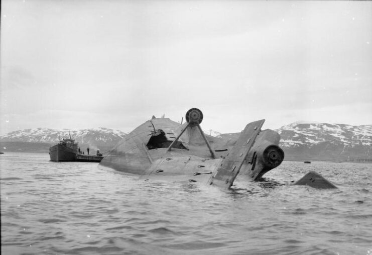 Tirpitz capsized in the water