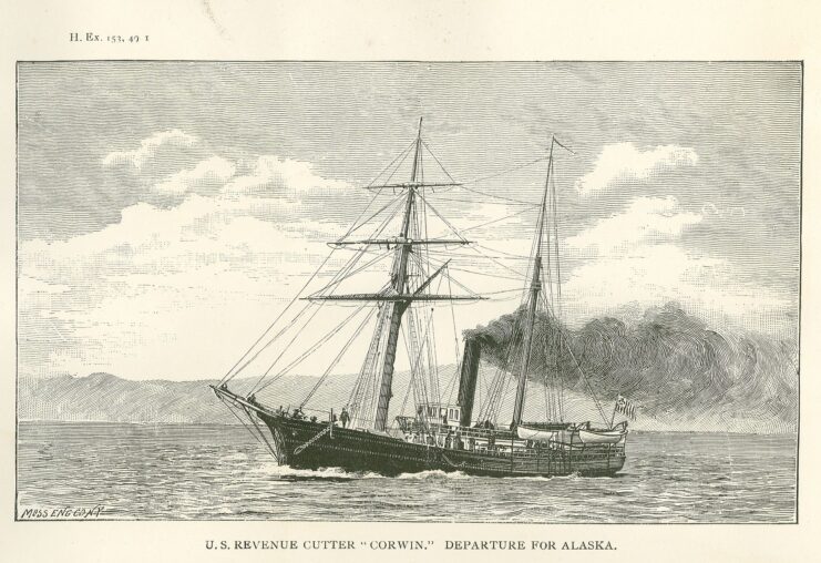 Engraving of the USRC Thomas Corwin at sea