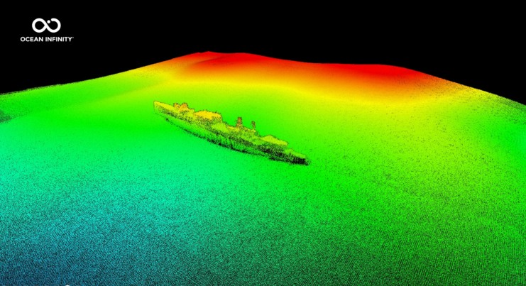 Sonar image of the USS Stewart (DD-224) on the seafloor