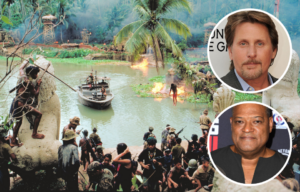 Still from 'Apocalypse Now' + Emilio Estevez standing on a red carpet + Laurence Fishburne standing on a red carpet