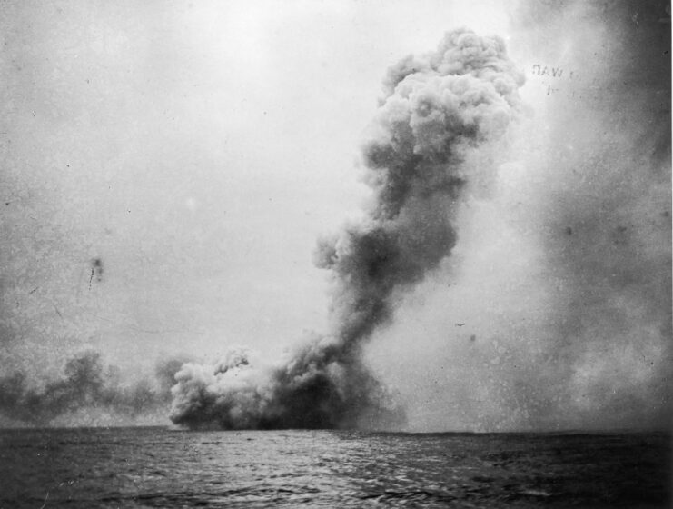 Smoke rising from the surface of the North Sea