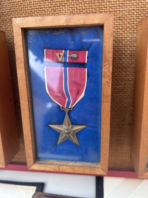 Bronze Star medal in a display case