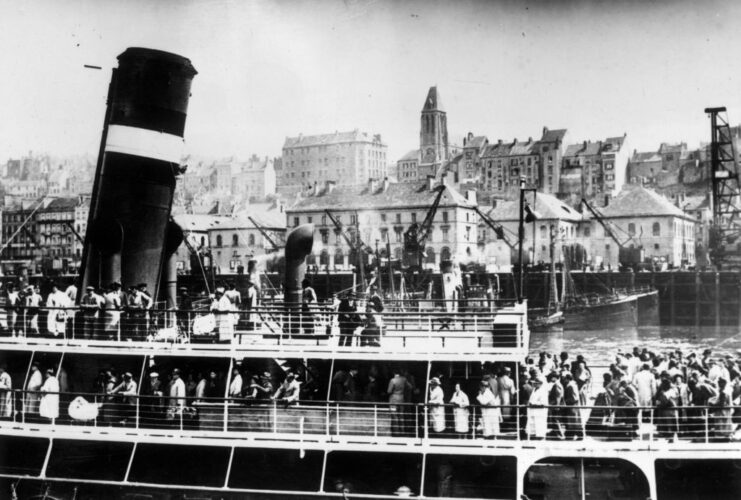 Jewish refugees aboard an ocean liner