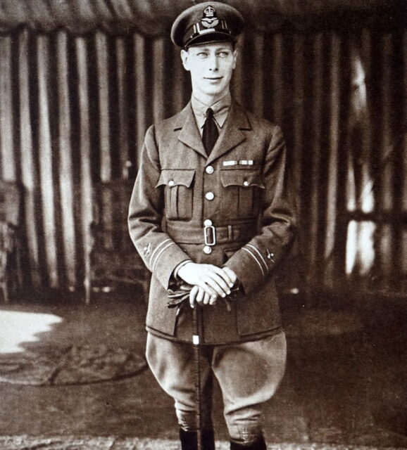 King George VI (then Prince Albert) standing in his military uniform